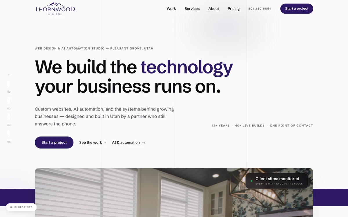 Thornwood Digital web design studio website, founded and built by Jaxon Carroll